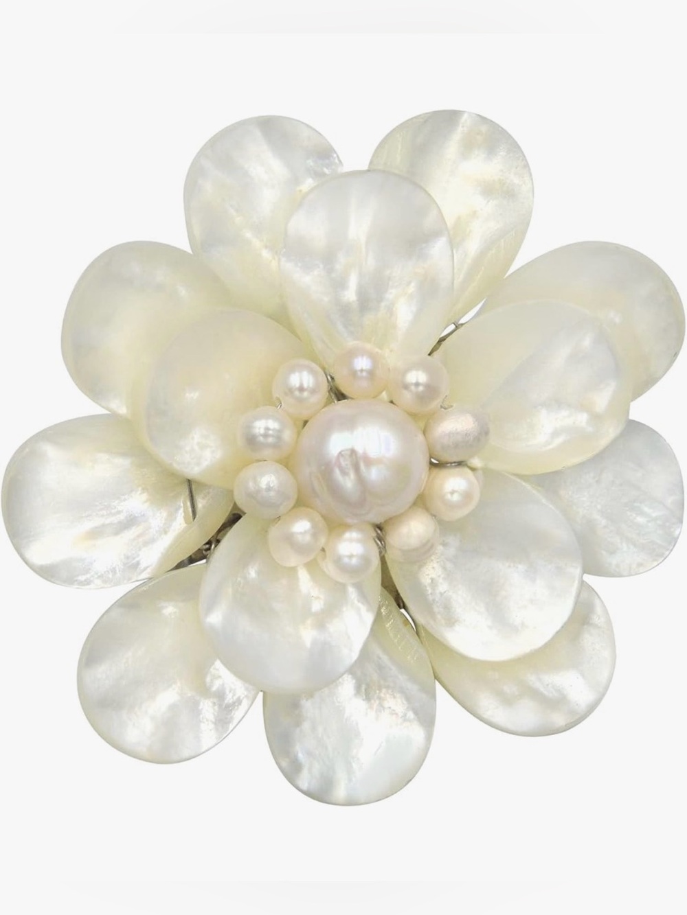 AeraVida brooch with mother-of-pearl and freshwater pearls, NWT
